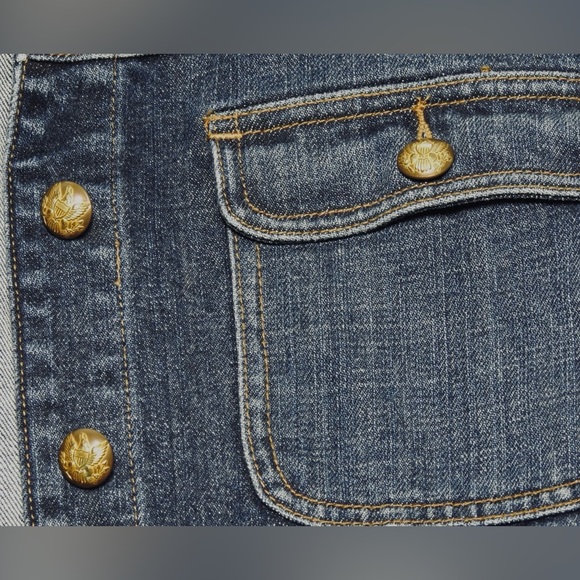VTG LRL Ralph Lauren Jeans Co Trucker Blue Denim Woman’s XL - Gold Eagle Buttons - Picture 12 of 15